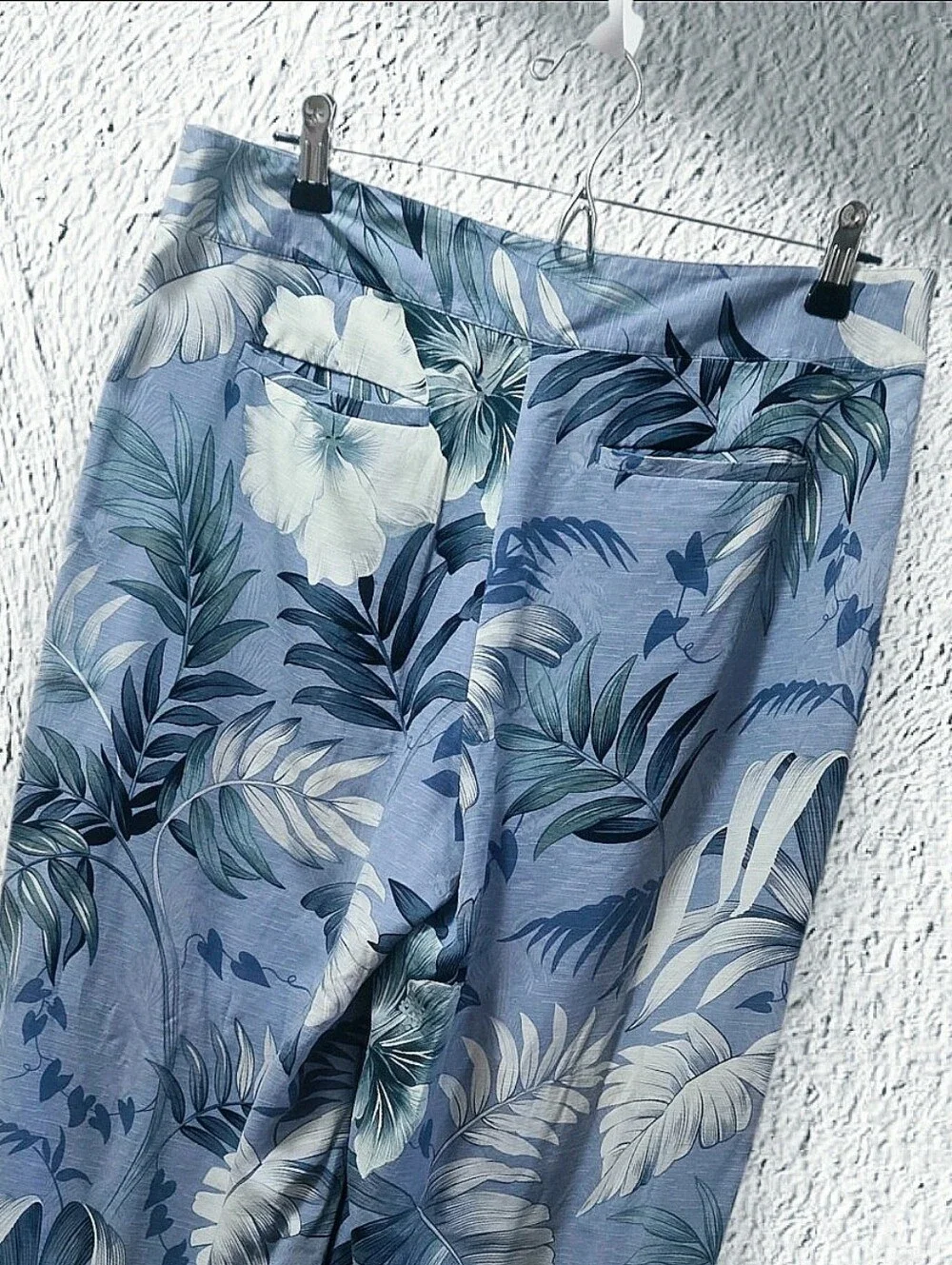 Cruise Ready 100% Sulk Blue Tropical Floral Drawstring  Bottom Pants